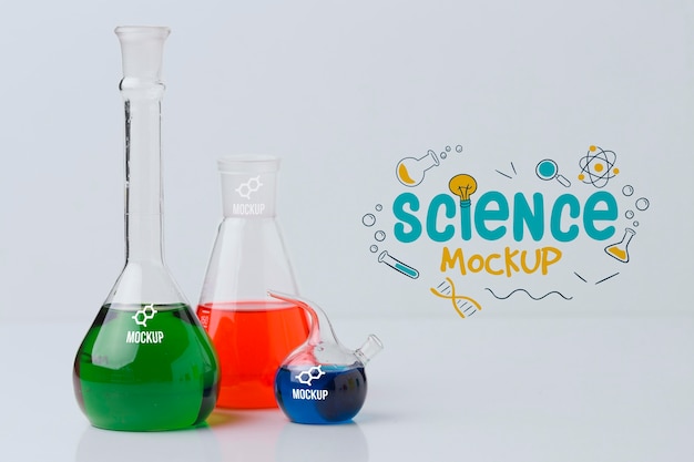 Disposizione degli elementi scientifici con mock-up a parete