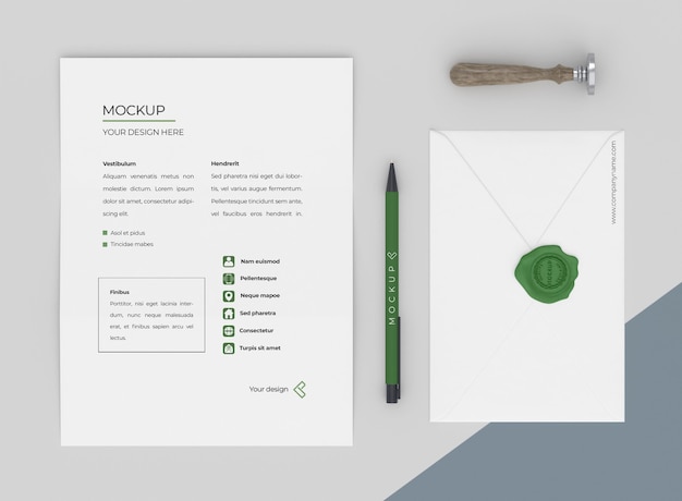 Disposizione di cancelleria mock-up minima