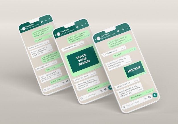 Disposizione di mockup di chat per smartphone