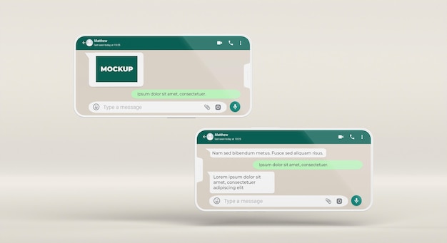 Disposizione di smartphone mockup di chat