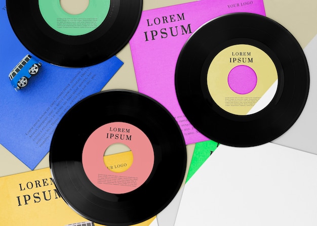 Disposizione mock-up di dischi in vinile