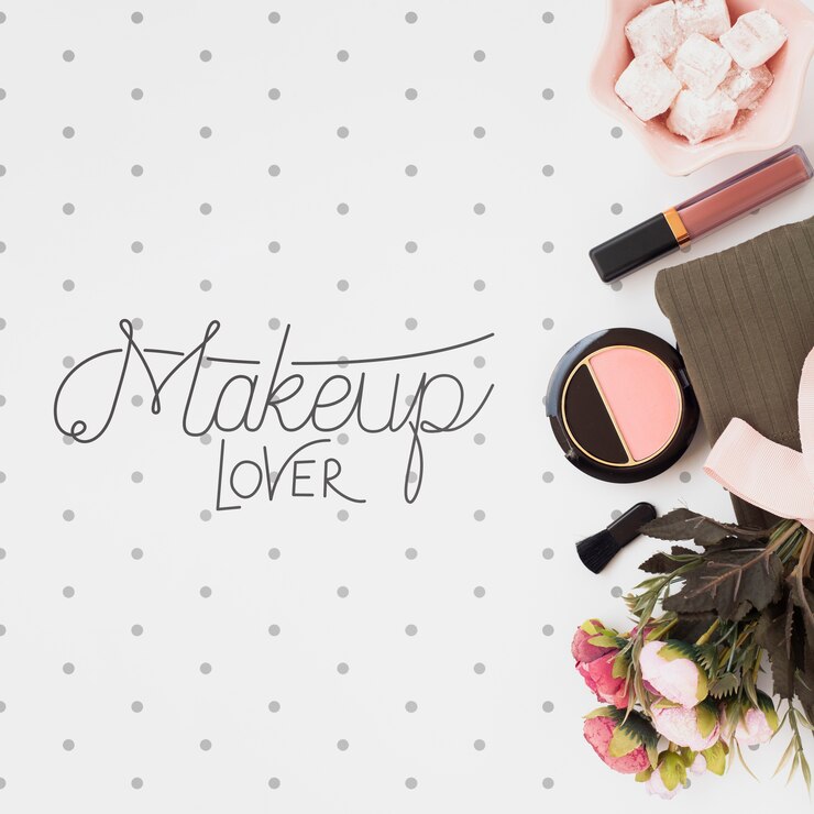 PSD disposizione piana del concetto di trucco mock-up