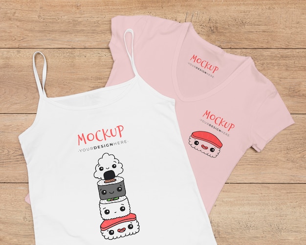 Disposizione piatta del mock-up del concetto di t-shirt