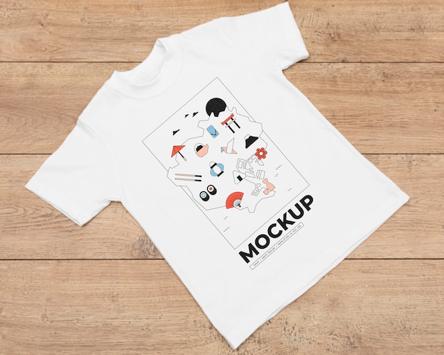 Disposizione piatta del mock-up del concetto di t-shirt
