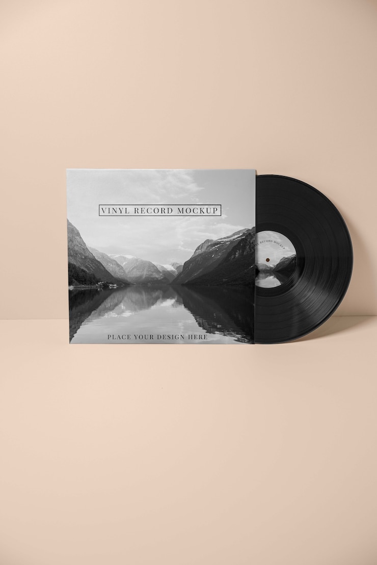 PSD disque vinyle avec fond rose