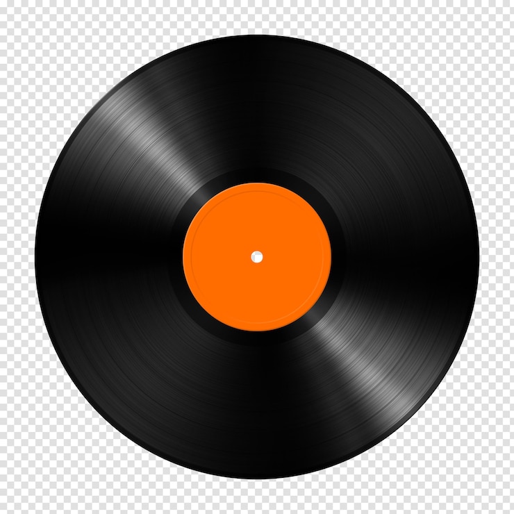 PSD disque vinyle orange isolé sur fond blanc