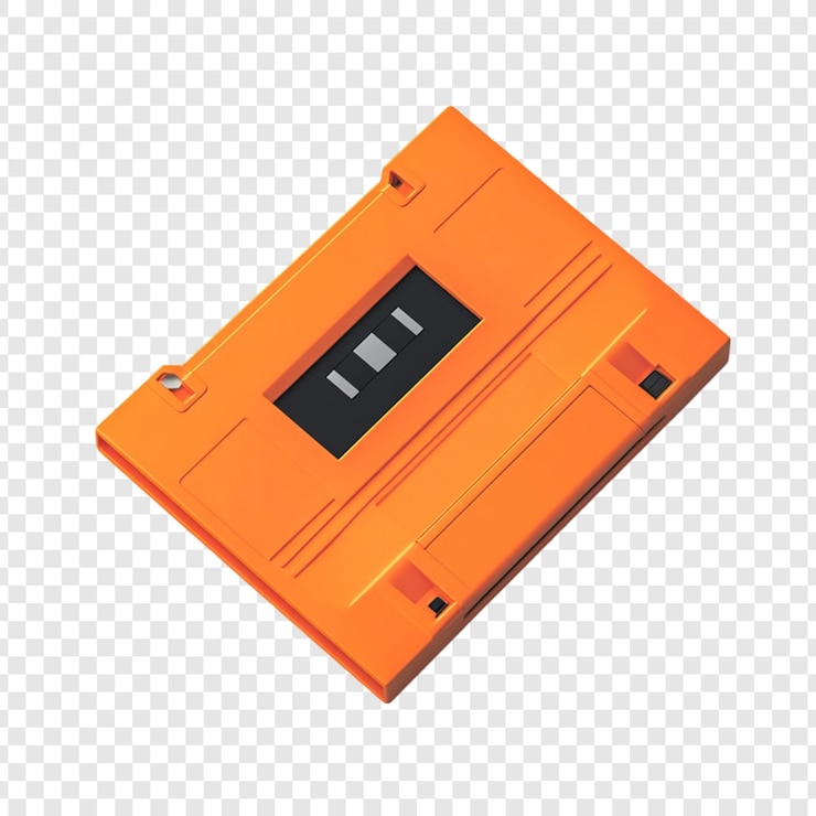 PSD un disquete naranja de 35 pulgadas aislado en un fondo transparente nostálgico tecnología retro almacenamiento de datos accesorio de computadora vintage