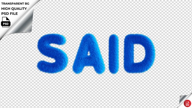 PSD disse tipografia azul fluffy texto psd transparente