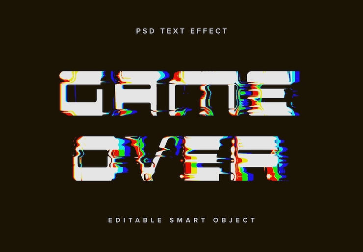 PSD dissolving glitch text effect mockup