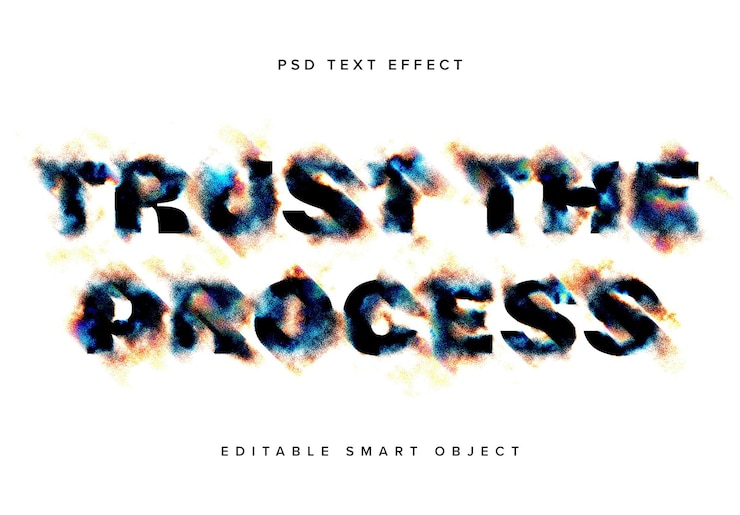 PSD dissolving text effect mockup (disolución de la maqueta de efecto de texto)
