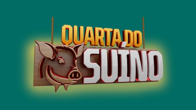 PSD distintivo 3d de quarta-feira de carne de porco