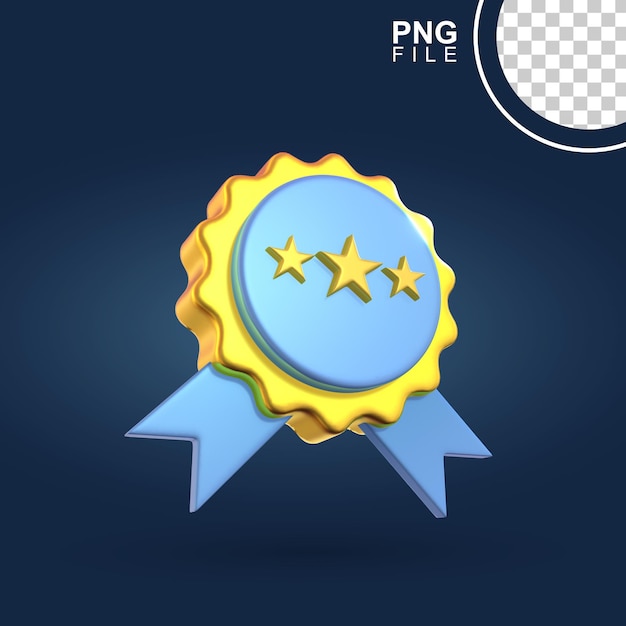 PSD distintivo de prêmio estrelado 3d