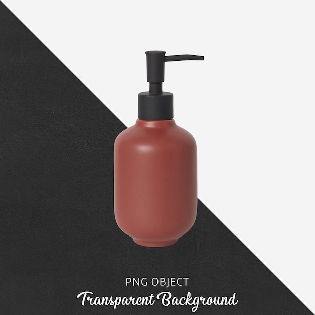 Distributeur de savon liquide rouge sur fond transparent