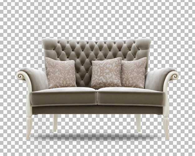 Divano classico nel soggiorno reale nel rendering 3d isolato