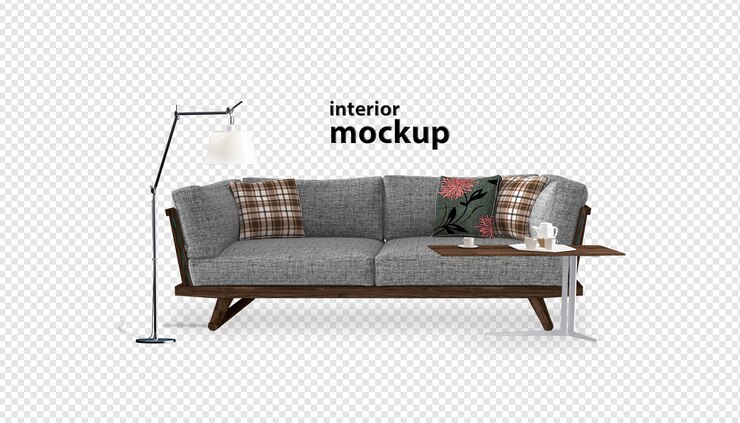 Divano Close up sul rendering 3d mockup interni