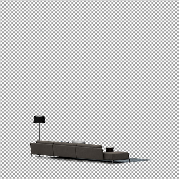 Divano in rendering 3D isolato