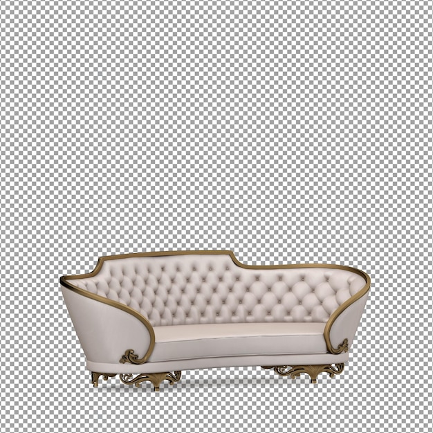 Divano in rendering 3D isolato