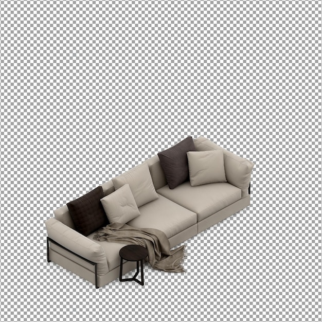 Divano in rendering 3D isolato