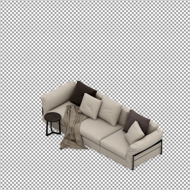 Divano in rendering 3D isolato