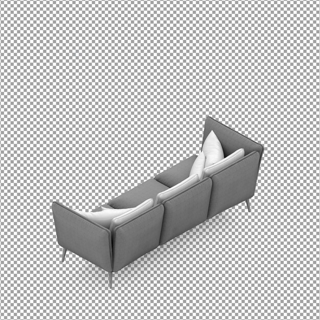 Divano in rendering 3D isolato