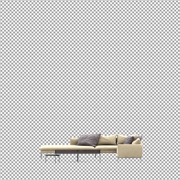 Divano in rendering 3D isolato