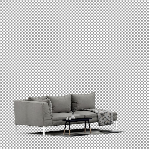Divano in rendering 3D isolato