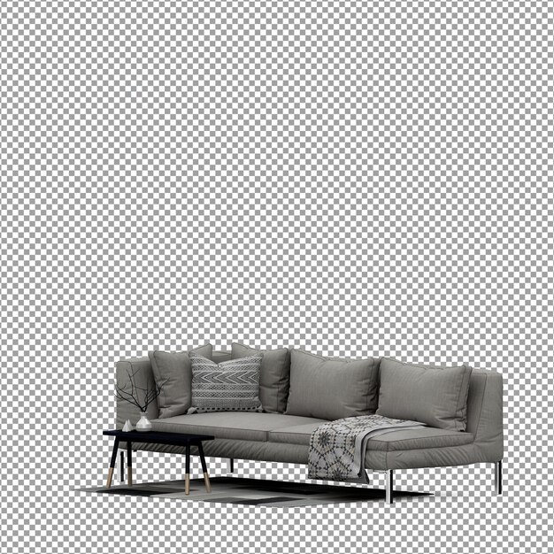 Divano in rendering 3D isolato