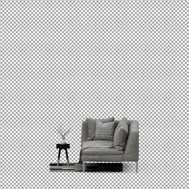Divano in rendering 3D isolato