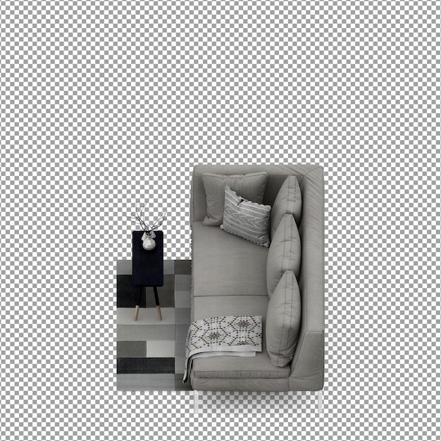 Divano in rendering 3D isolato