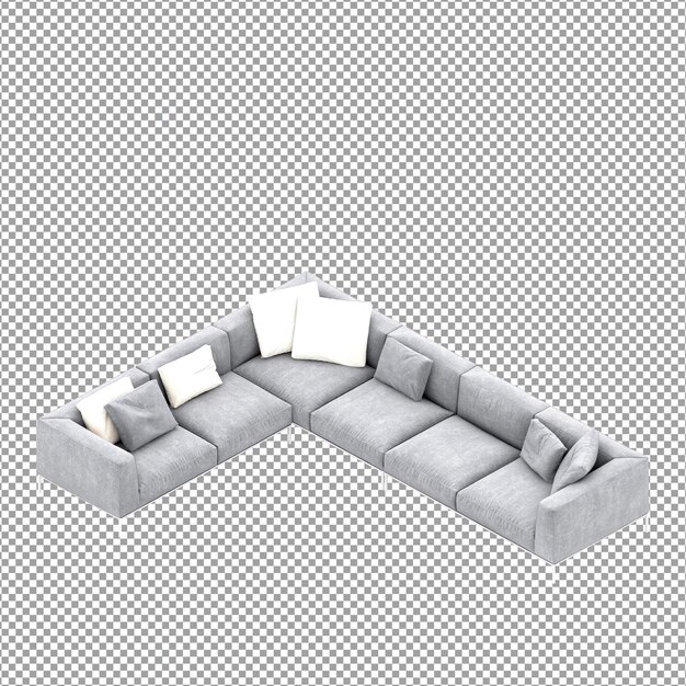 Divano in rendering 3D isolato