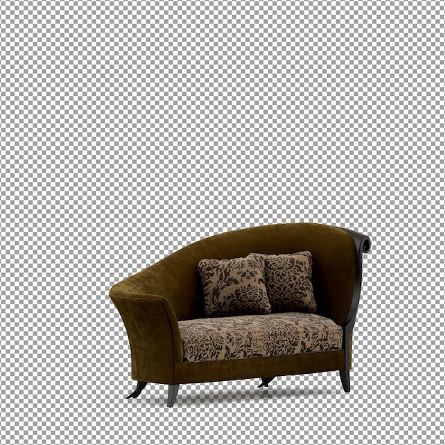 Divano in rendering 3D isolato