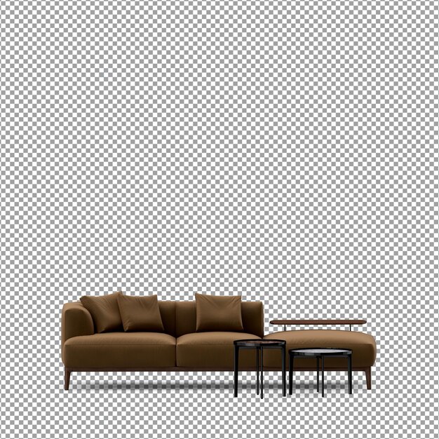 Divano in rendering 3D isolato