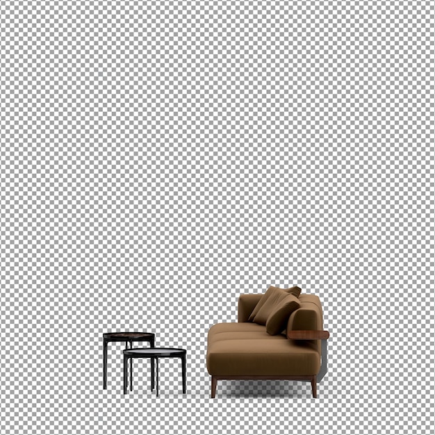 Divano in rendering 3D isolato