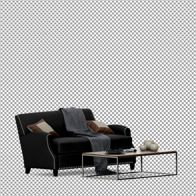Divano in rendering 3D isolato