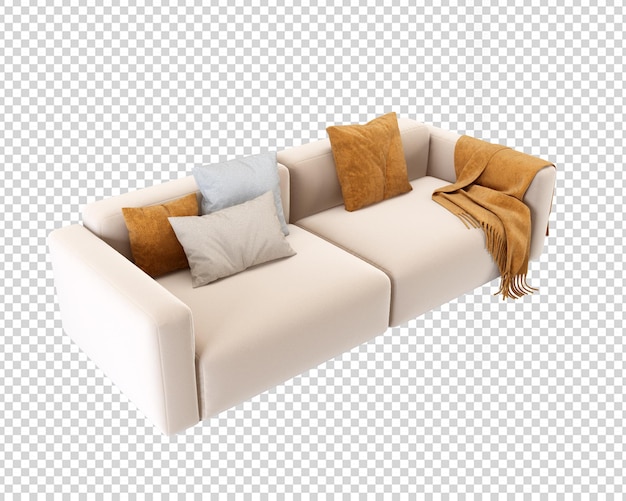 Divano in soggiorno nel rendering 3d isolato