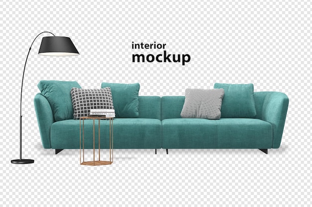 Divano interno mockup 3d rendering isolato