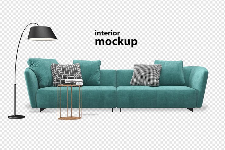 Divano interno mockup 3d rendering isolato