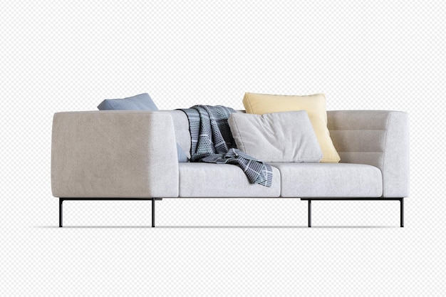 Divano moderno in rendering 3D isolato
