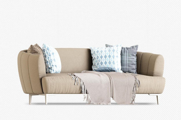 Divano moderno in rendering 3D isolato