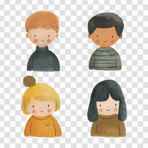 PSD diversas crianças clipart avatars