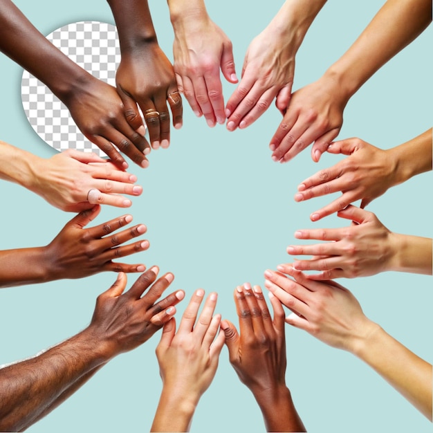 Diversas manos en círculo