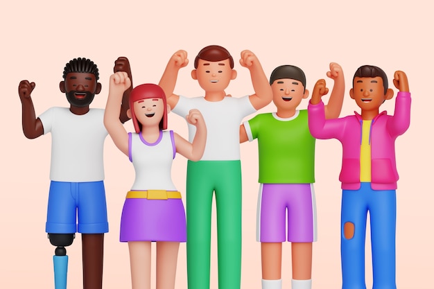 Diverse composition de personnes en 3D