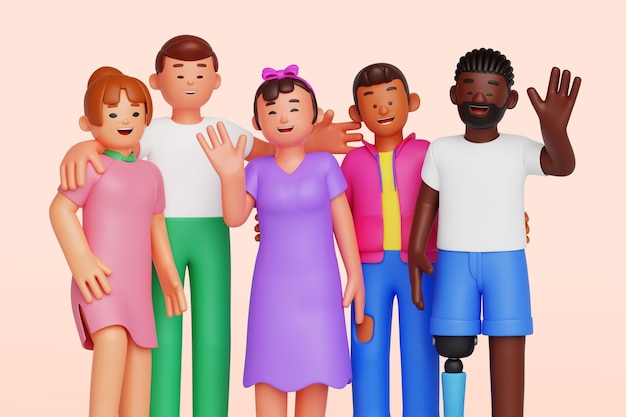 Diverse composition de personnes en 3D