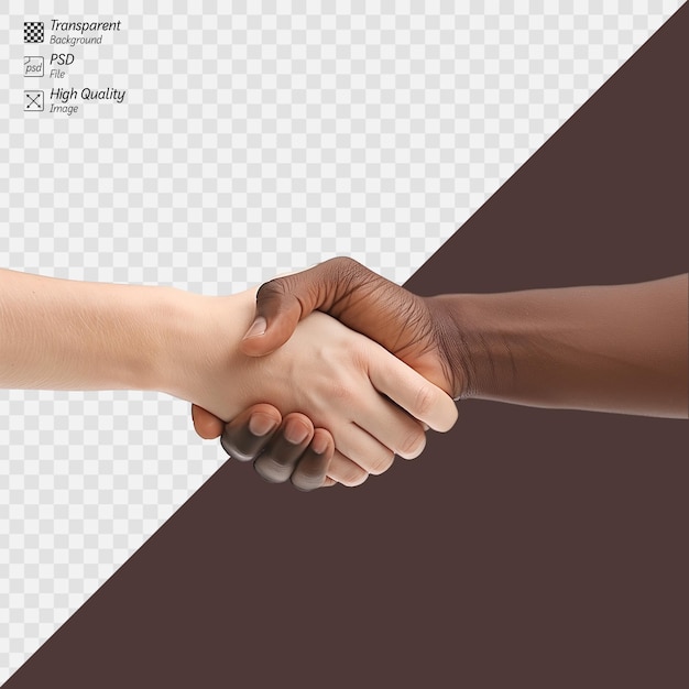 PSD diverse handshake with a transparent background