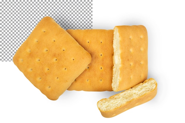 Diversi biscotti quadrati impilati uno sopra l'altro e uno rotto a metà Isolamento PSD
