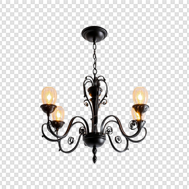 PSD diversi lampadari eleganti isolati su uno sfondo trasparente