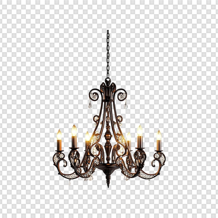 PSD diversi lampadari eleganti isolati su uno sfondo trasparente