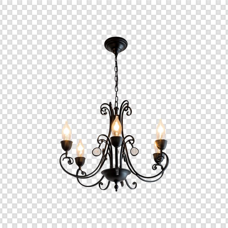 PSD diversi lampadari eleganti isolati su uno sfondo trasparente