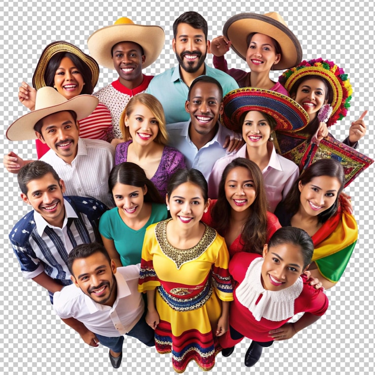 PSD diversidad cultural y étnica día nacional hispano aislado en un fondo transparente