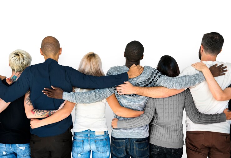 PSD diversité les gens amitiés se tiennent ensemble
